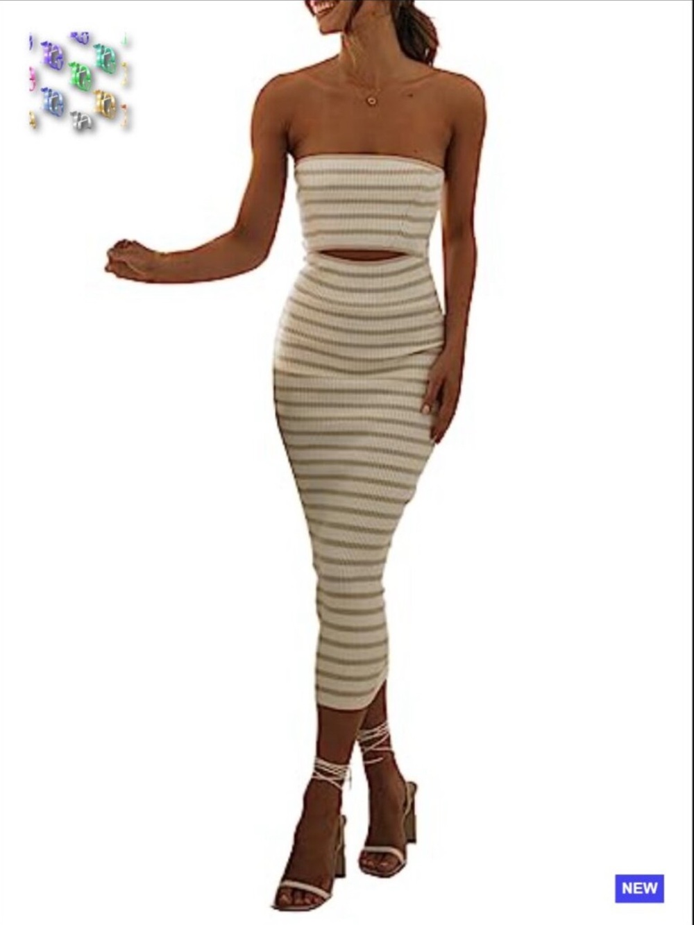 Strapless ribbed striped bodycon maxi dress Size medium